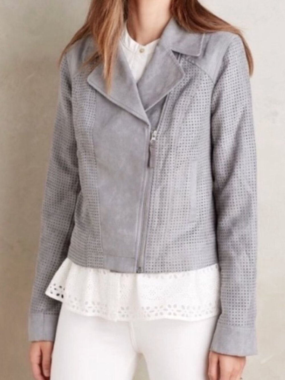 ANTHROPOLOGIE HEI HEI VEGAN SUEDE MOTO JACKET SIZE M